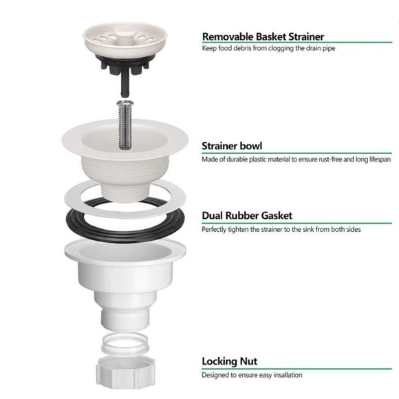 Serene Valley 3-1/2 inch Kitchen Sink Strainer Assembly with Stopper for Matchin - Picture 4 of 4